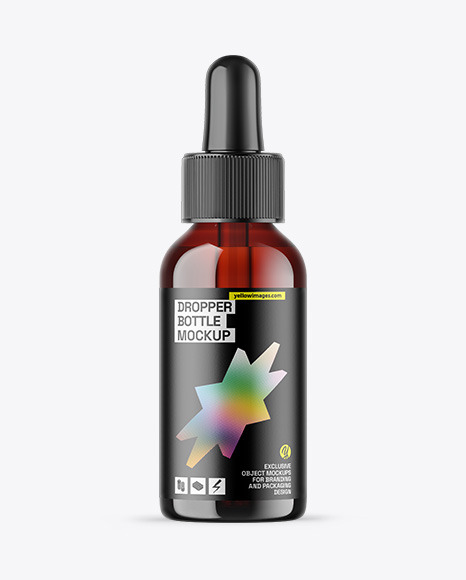 Dark Amber Glass Dropper Bottle Mockup