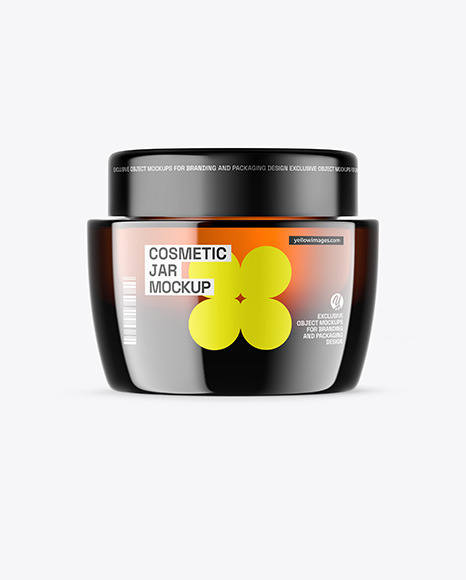 Amber Glass Cosmetic Jar Mockup