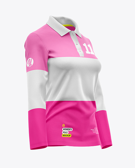 Women’s Long Sleeve Polo Shirt Mockup