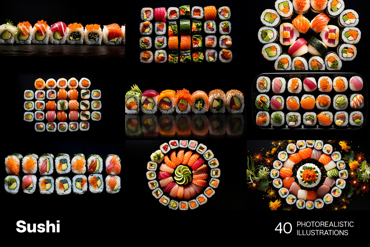 Sushi Art on Yellow Images Creative Store