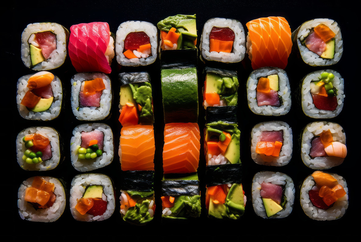 Sushi Art on Yellow Images Creative Store