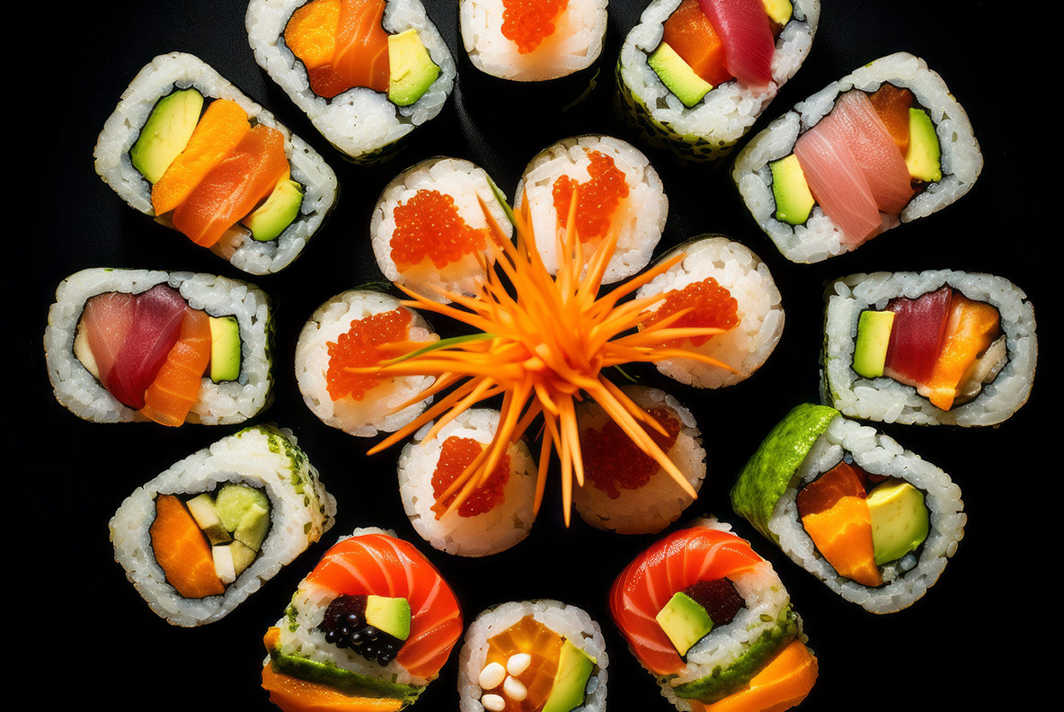 Sushi Art on Yellow Images Creative Store