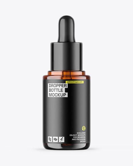 Amber Glass Dropper Bottle Mockup