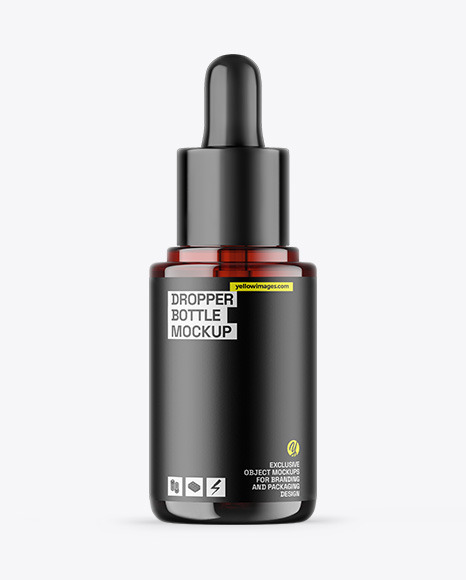 Dark Amber Glass Dropper Bottle Mockup