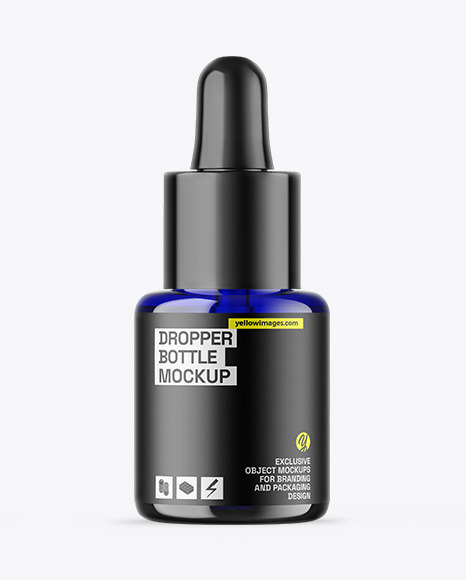 Blue Glass Dropper Bottle Mockup