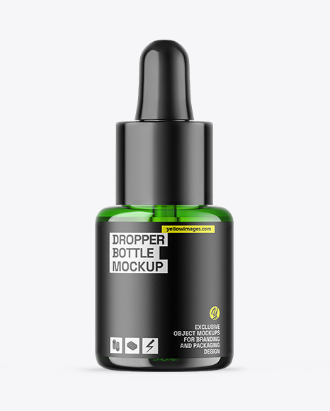 Green Glass Dropper Bottle Mockup
