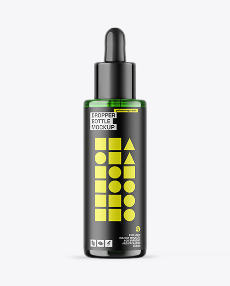 Green Glass Dropper Bottle Mockup