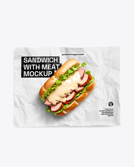 Paper Wrapper With Sandwich Mockup