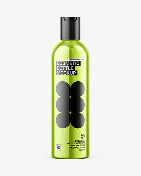Glossy Metallic Cosmetic Bottle Mockup