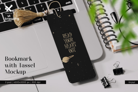 Bookmark with Tassel Mockup