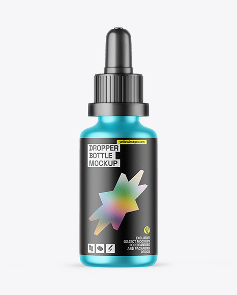 Matte Metallic Dropper Bottle Mockup