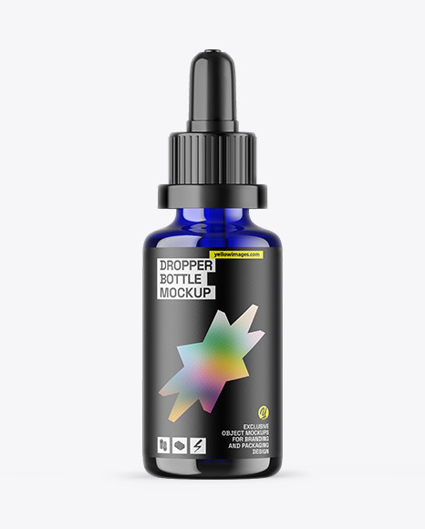 Blue Glass Dropper Bottle Mockup
