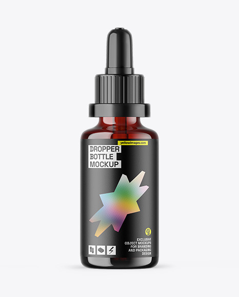 Dark Amber Glass Dropper Bottle Mockup