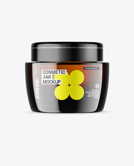 Amber Glass Cosmetic Jar Mockup