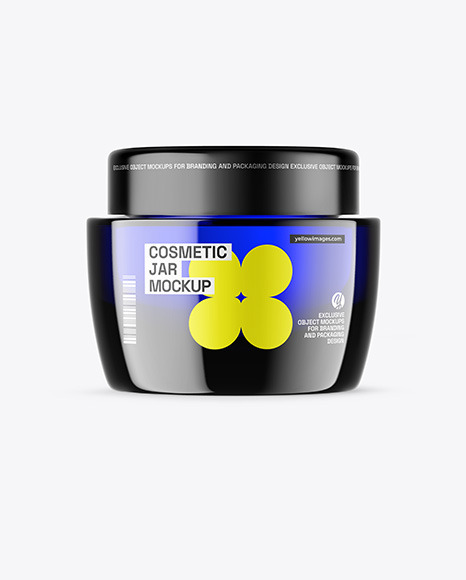 Blue Glass Cosmetic Jar Mockup