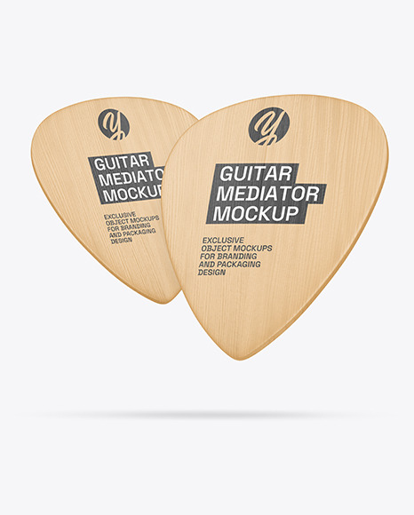 Two Wooden Guitar Picks Mockup