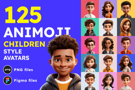 125 Animoji Style Avatars - Children