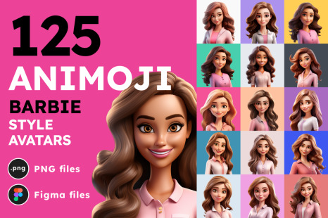 125 Animoji Style Avatars - Barbie