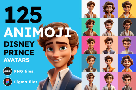 125 Animoji Style Avatars - Disney Prince