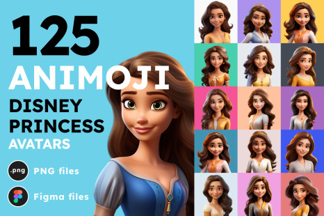 125 Animoji Style Avatars - Disney Princess