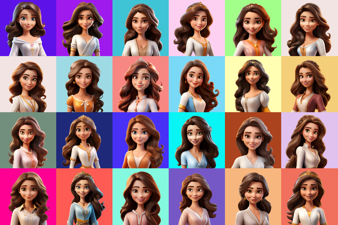 125 Animoji Style Avatars - Disney Princess 125 Animoji Style Avatars - Disney Princess