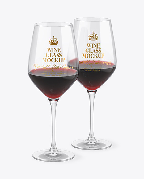Two Clear Red Wine Glasses Mockup