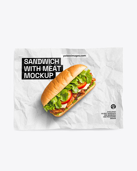 Paper Wrapper With Sandwich Mockup