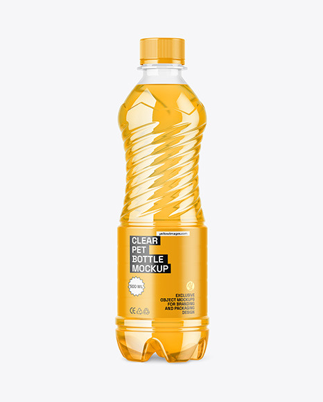 Clear PET Bottle with Color Liquid Mockup