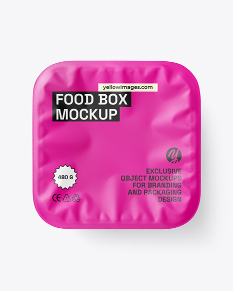 Paper Food Tray w/ Matte Plastic Cover Mockup