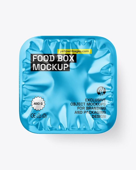 Paper Food Tray w/ Metallic Foil Cover Mockup