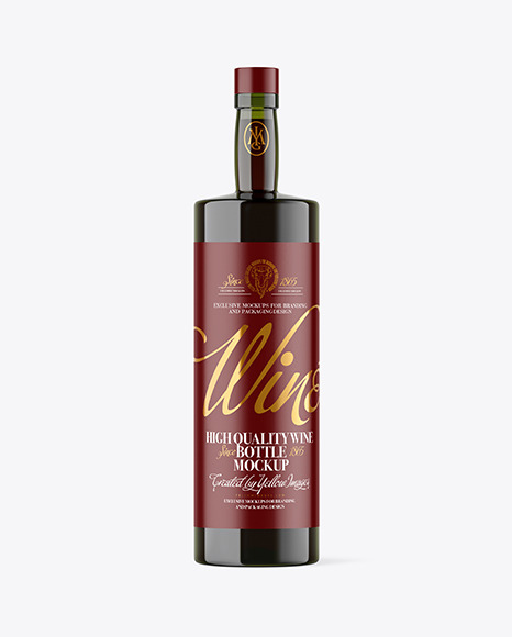 Green Glass Red Wine Bottle Mockup