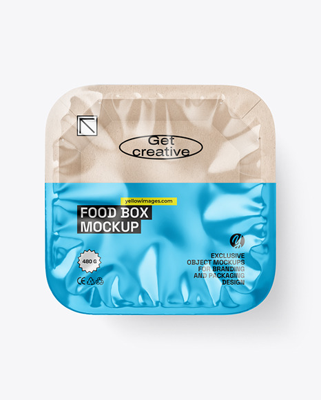 Kraft Paper Food Tray w/ Clear Plastic Film Cover Mockup