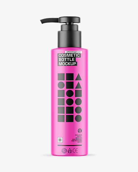 Matte Cosmetic Bottle With Pump Mockup
