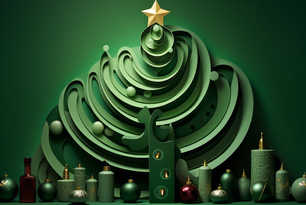 Modern Christmas Trees backgrounds on Yellow Images Creative Store
