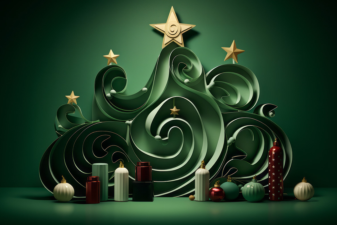 Modern Christmas Trees backgrounds on Yellow Images Creative Store