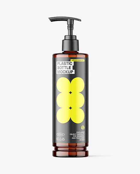 Amber Plastic Bottle w/ Pump Mockup
