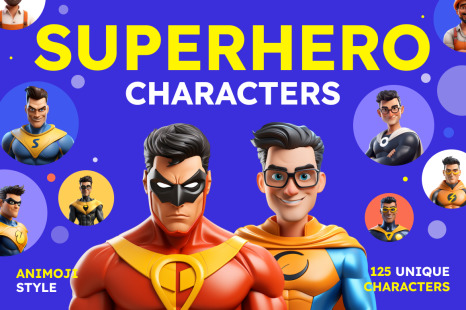 125 Animoji Style Avatars - Superhero