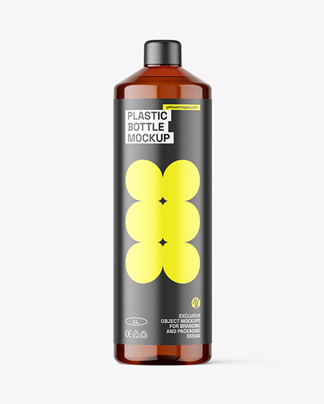 Amber Plastic Bottle Mockup