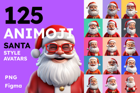 125 Animoji Style Avatars - Santa