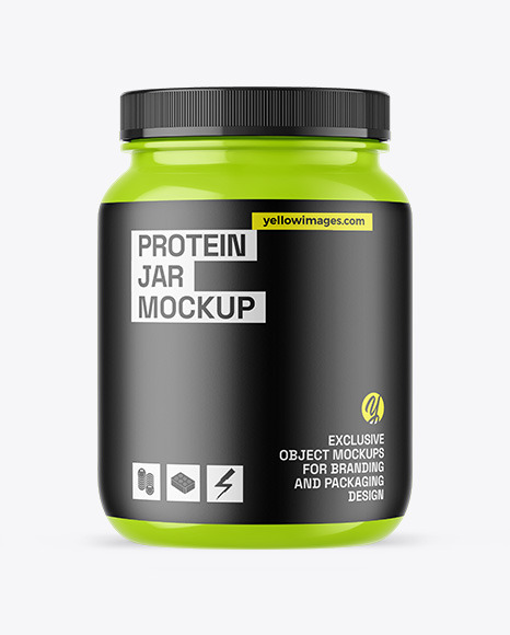 Glossy Protein Jar Mockup