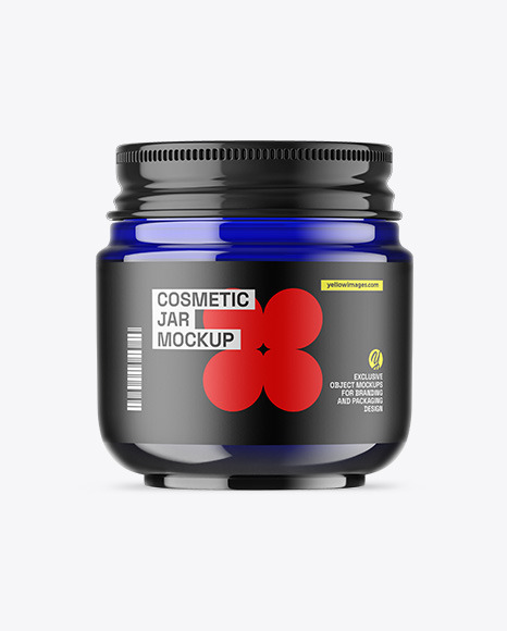Blue Glass Cosmetic Jar Mockup