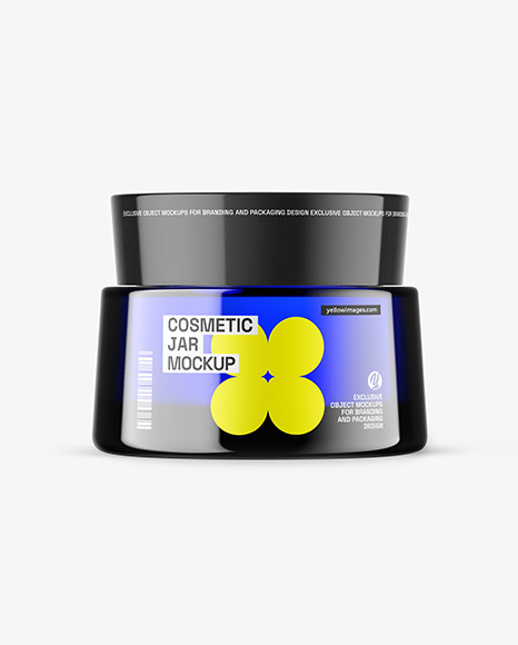 Blue Glass Cosmetic Jar Mockup