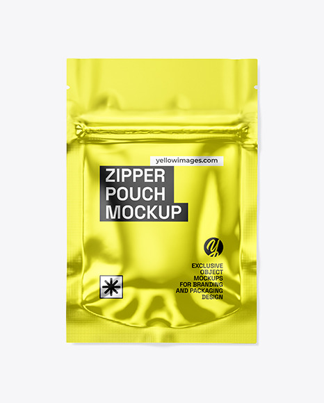 Metallic Pouch with Zipper Mockup