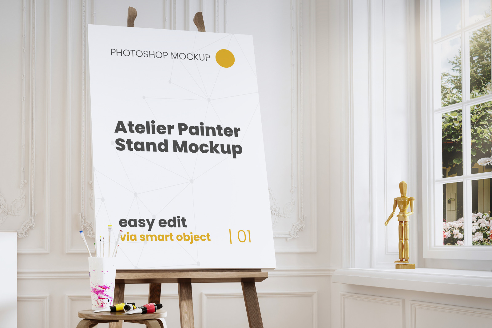 Atelier Painter Stand Mockup Scenes Atelier Painter Stand Mockup Scenes