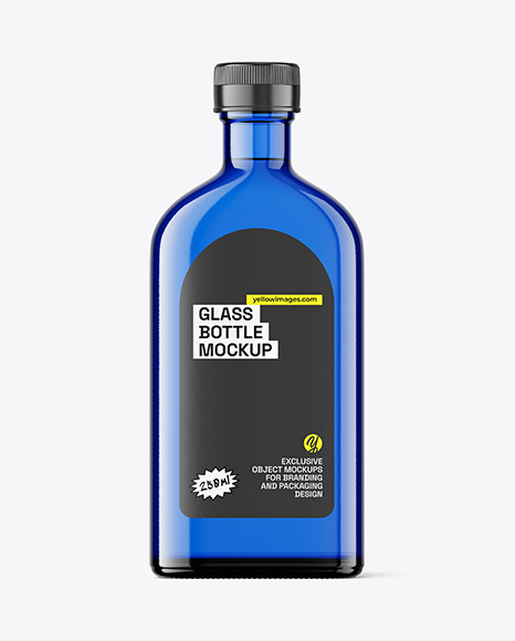 Blue Glass Bottle Mockup