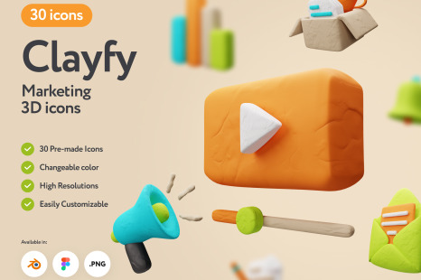 Clayfy Marketing 3D Icons