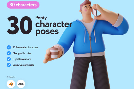 Ponty Student 3D Character Set