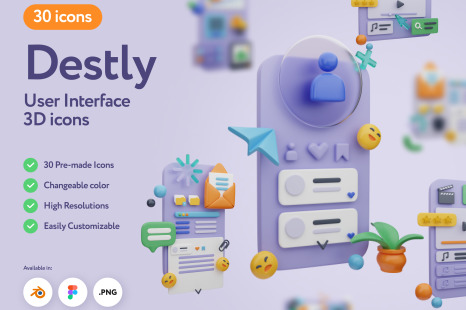 Destly Interface 3D Icons