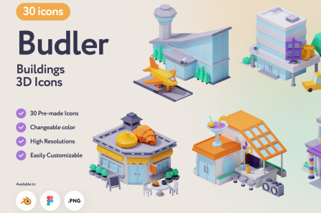 Budler Buildings 3D Icons
