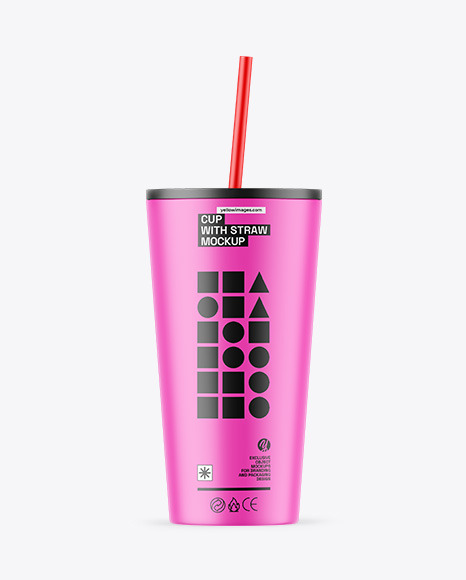 Matte Cup With Straw Mockup